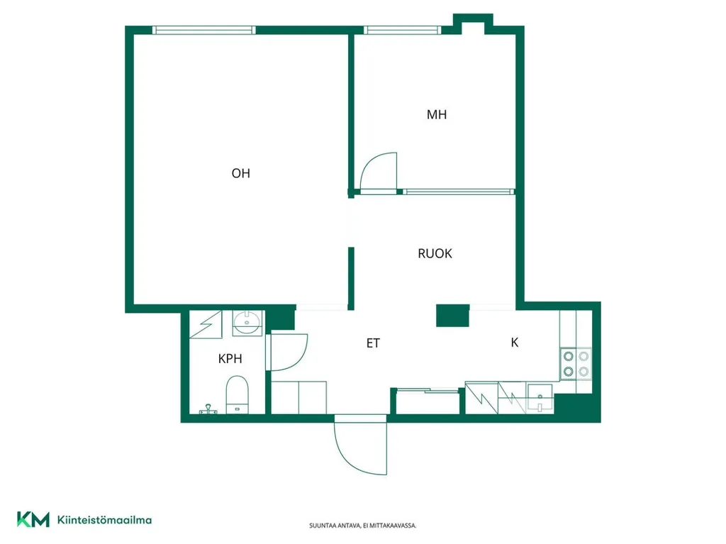 Floor Plan - Upper Floor Apartment with Park View in Töölö