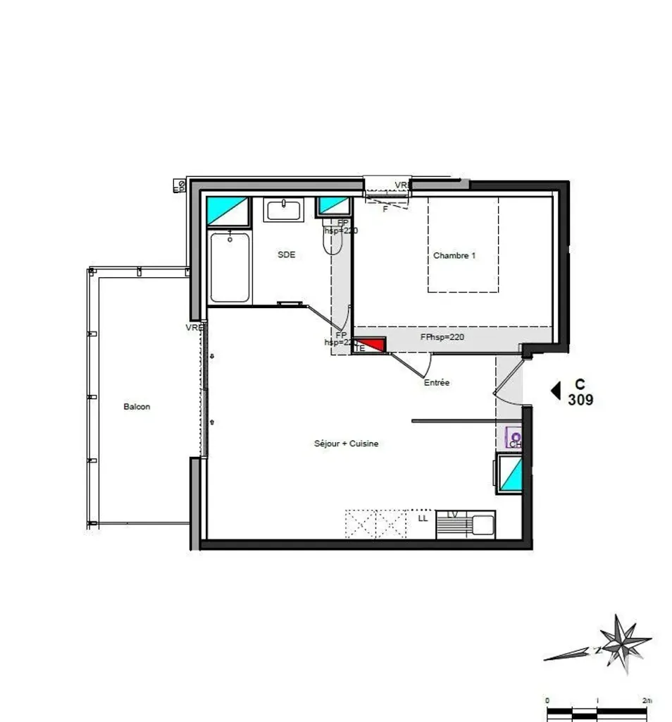 Plan - Appartement avec balcon en hypercentre à Capbreton