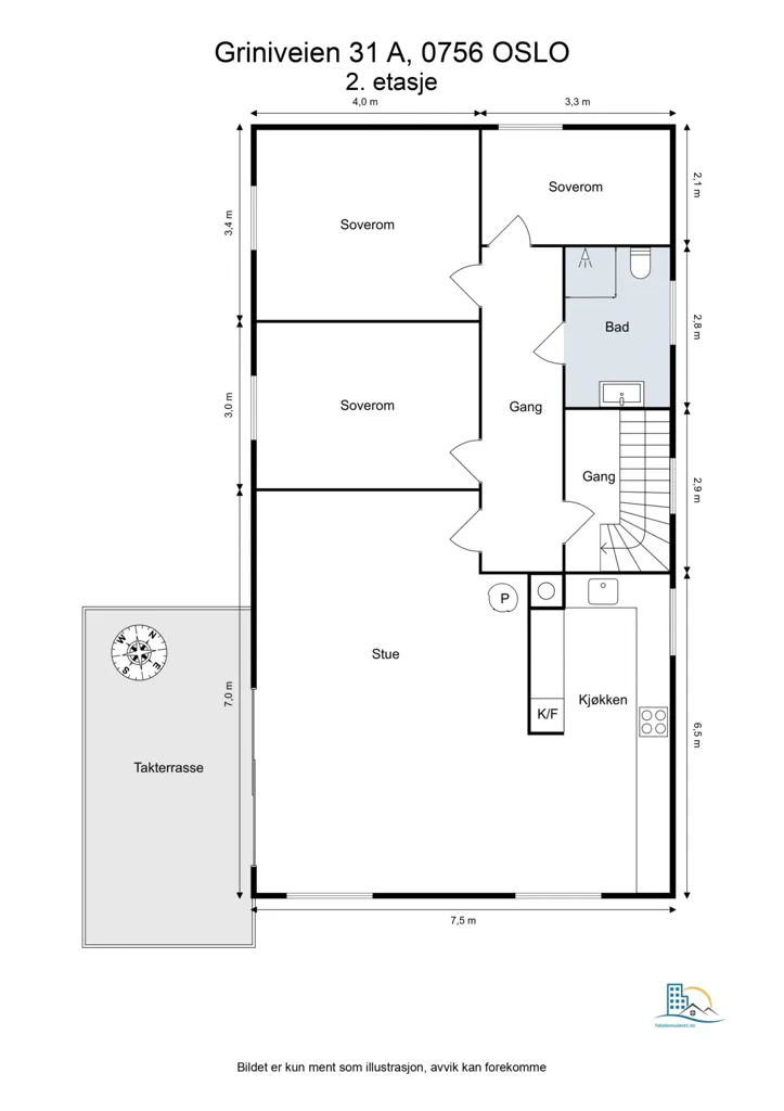 Plan - Duplex with South-West Terrace in Oslo