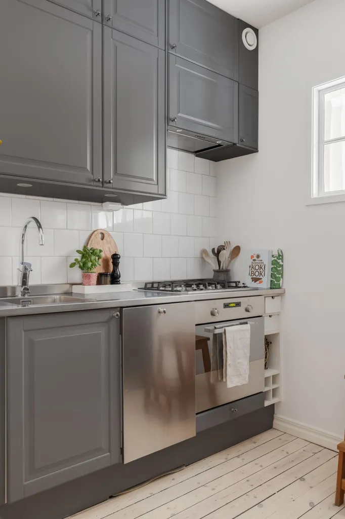 Köök - Twin-Unit Flat with City Views in Vasastan