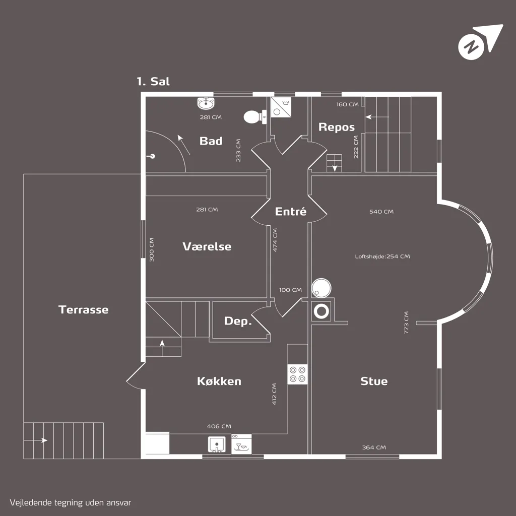 Plan - Villa Apartment with Terrace in Hellerup