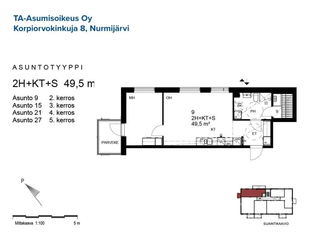 Plan - Compact Two-Bedroom Flat with Balcony in Klaukkala