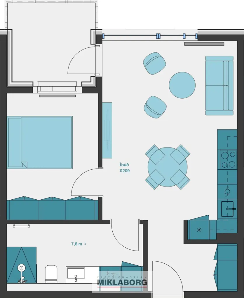Plaan - New Flat with Balcony in Hafnarbraut