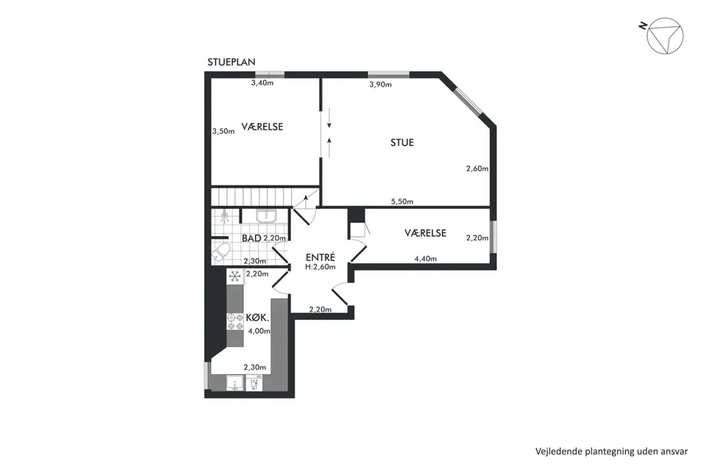 Planimetria - Spacious 5-Room Apartment in Central Aalborg