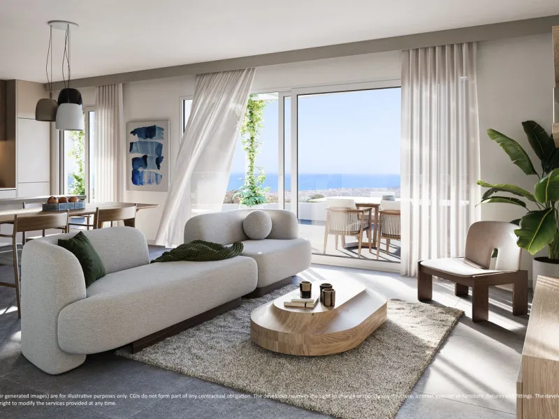 Living Room - Seaview Apartments with Infinity Pool in Mijas