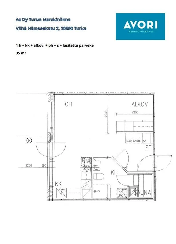 Plan - Modern Studio with Balcony in Turku Centre