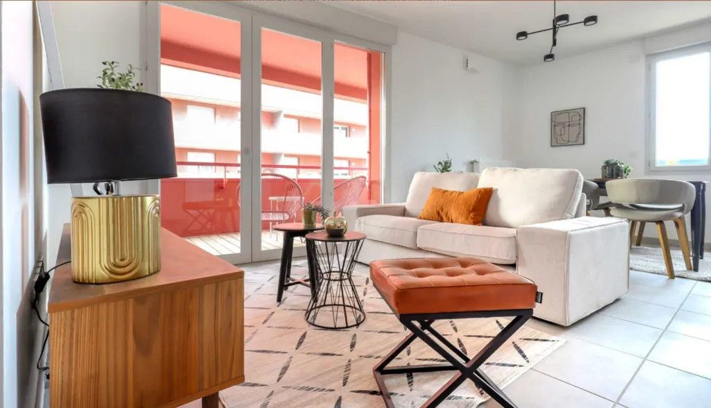 Living Room - Modern Apartment with Terrace in Blagnac