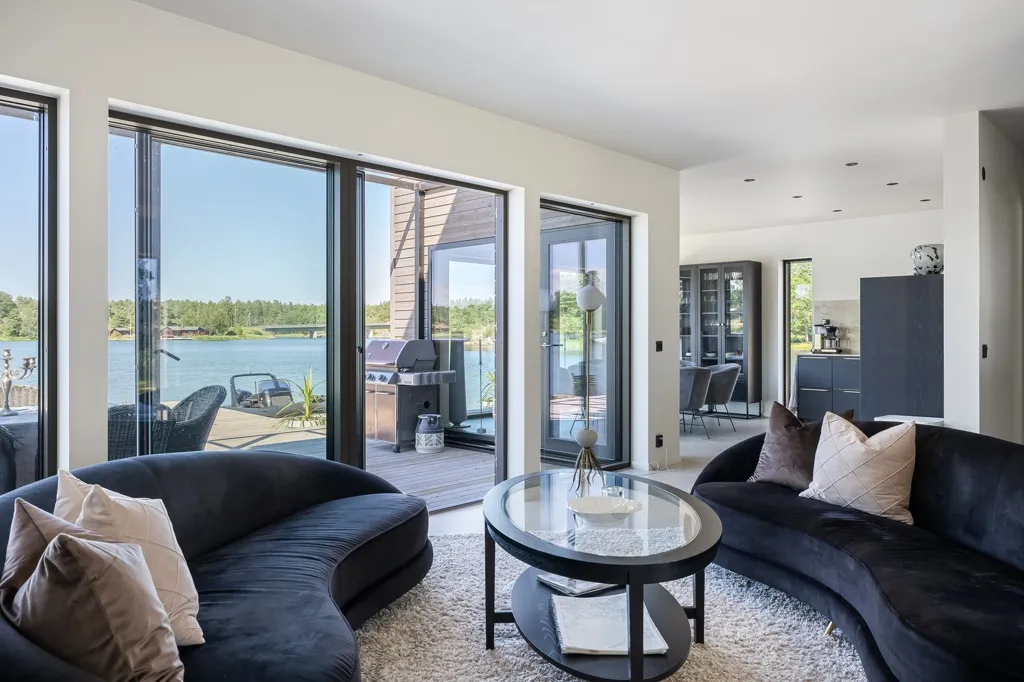 Living Room - Modern Seafront Villa in Söderköping