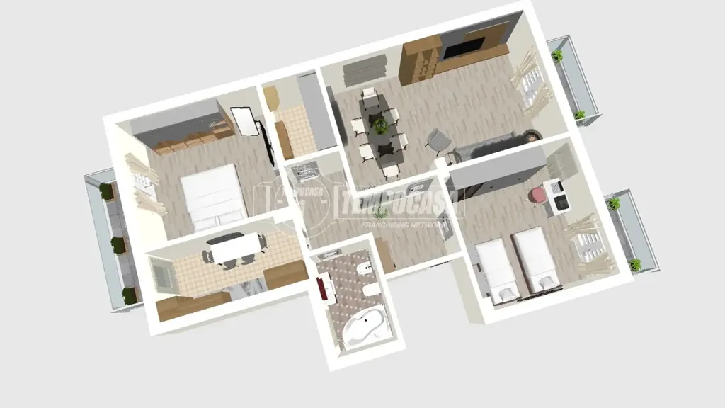 Plan - Bright Trilocale with Balcony in Messina