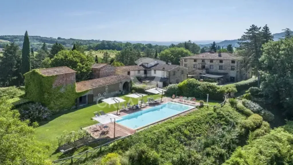 Vista aerea - Historic Hamlet with Pool in Anghiari