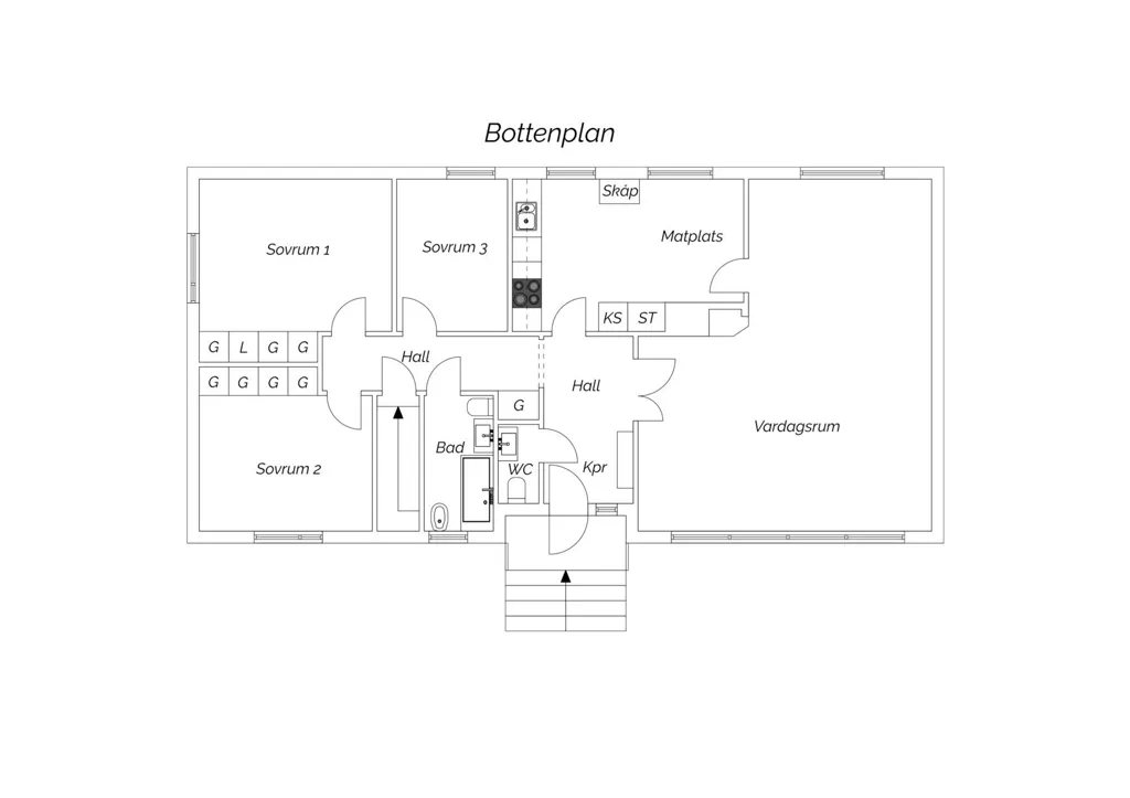 Planimetria - 1-Storey Villa with Forest View in Hörvik