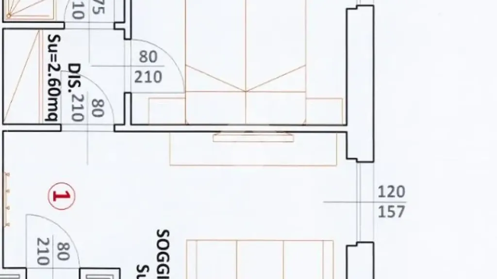 Plan - Rear-Facing Apartment with Balcony in Brescia