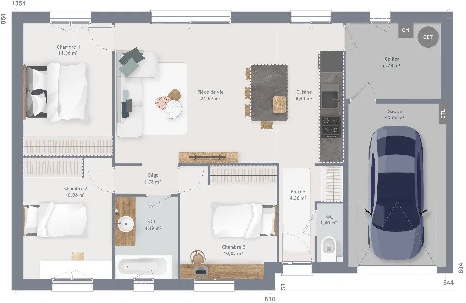 Plan - Maison à Construire avec Jardin à Prunay