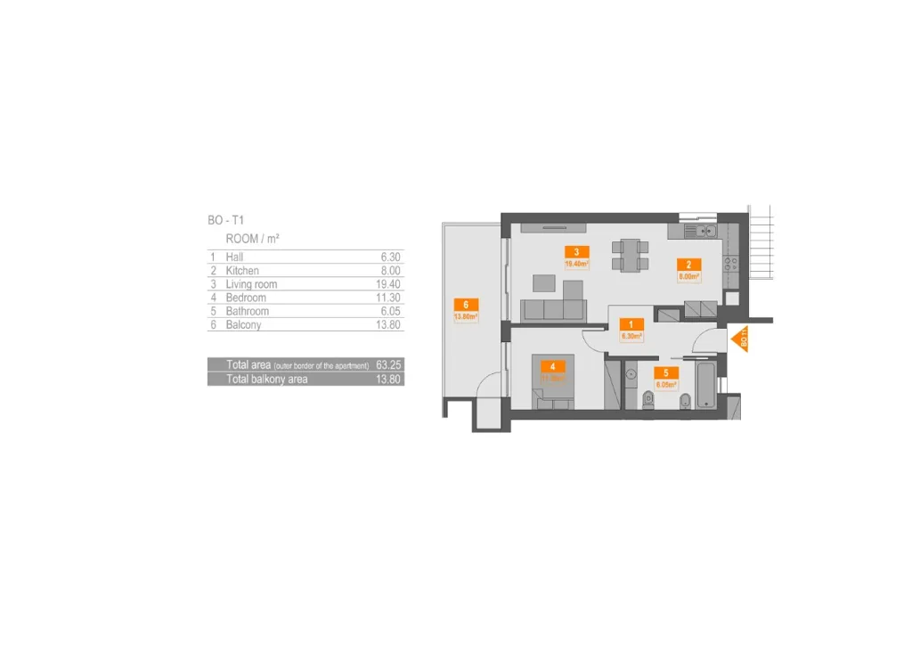 Plan - T1 Apartment with Balcony in Praia da Rocha
