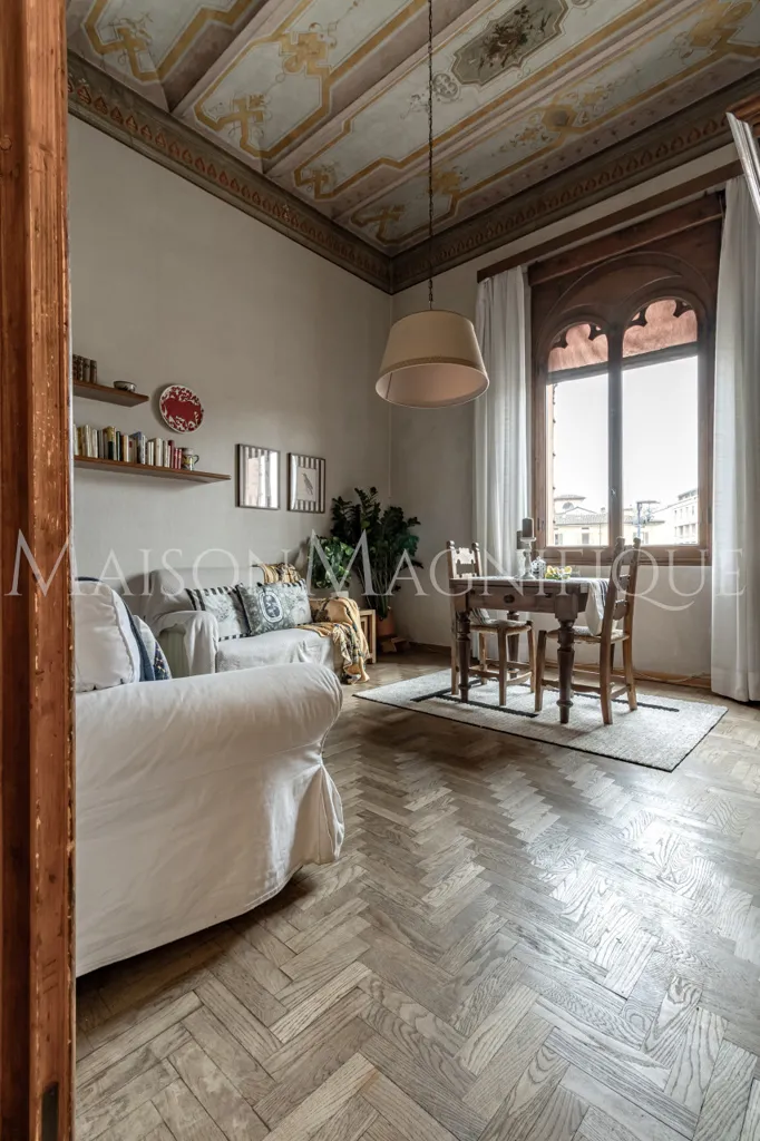 Living Room - Historic Apartment with Views in Bologna Centre