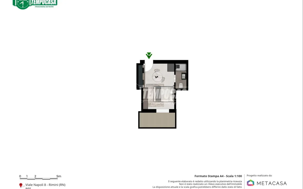 Plan - Studio with Balcony near Rimini Beach