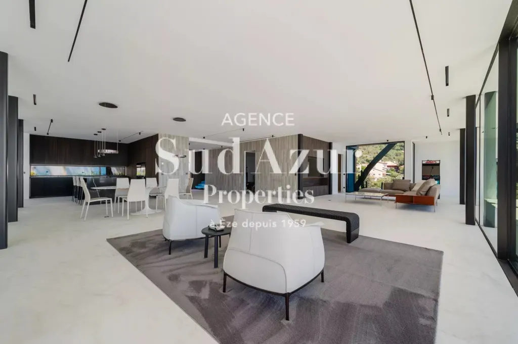 Séjour - Villa Contemporaine avec Vue Mer à Èze