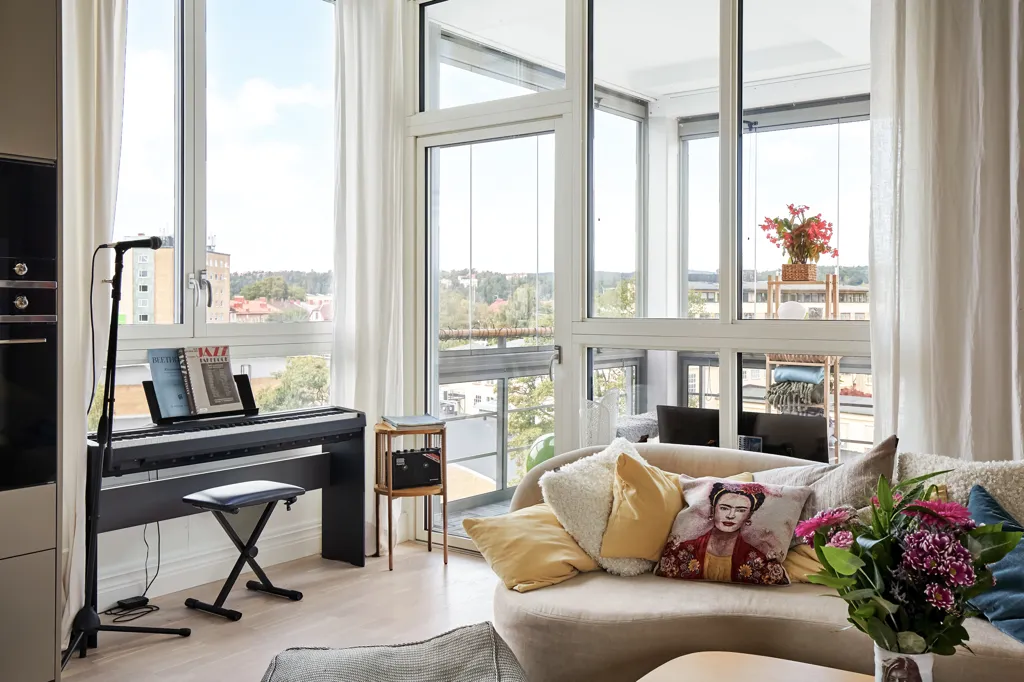 Living Room - Renovated Apartment with Balcony in Borås