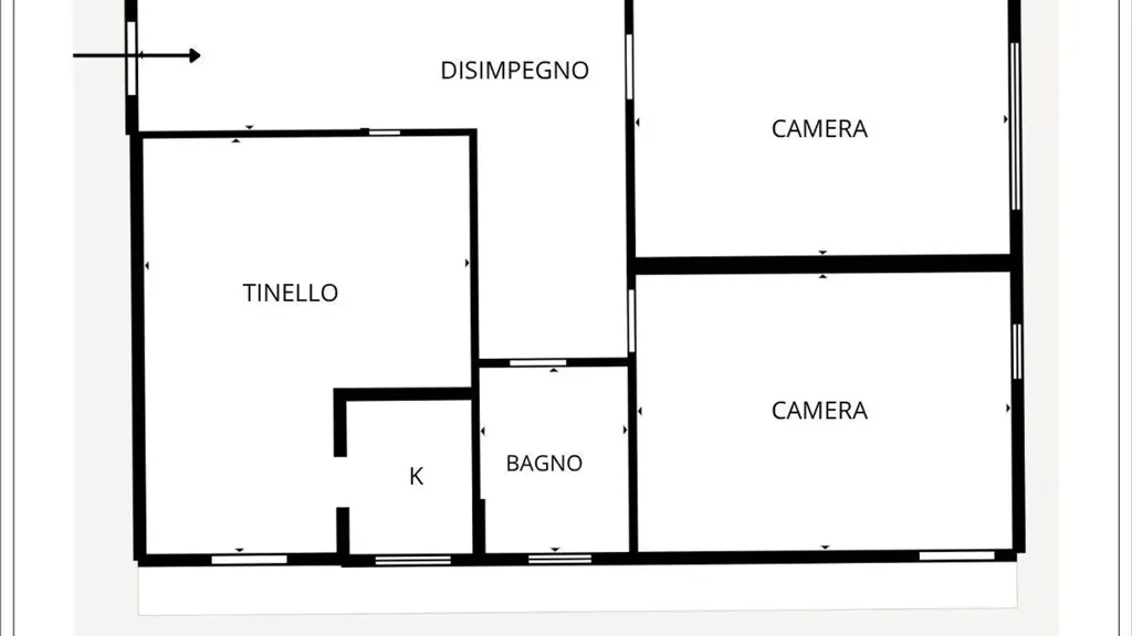 Plan - Spacious Trilocale with Balcony in Turin