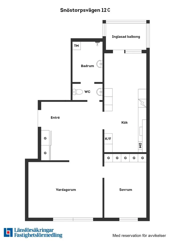 Plan - Two-Bedroom Flat with Balcony in Halland