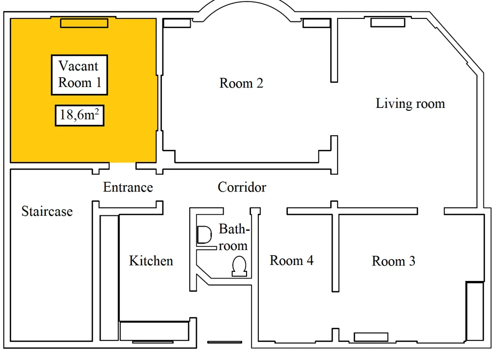 Plan - 5-Room Flat with Balcony in Odense Centre
