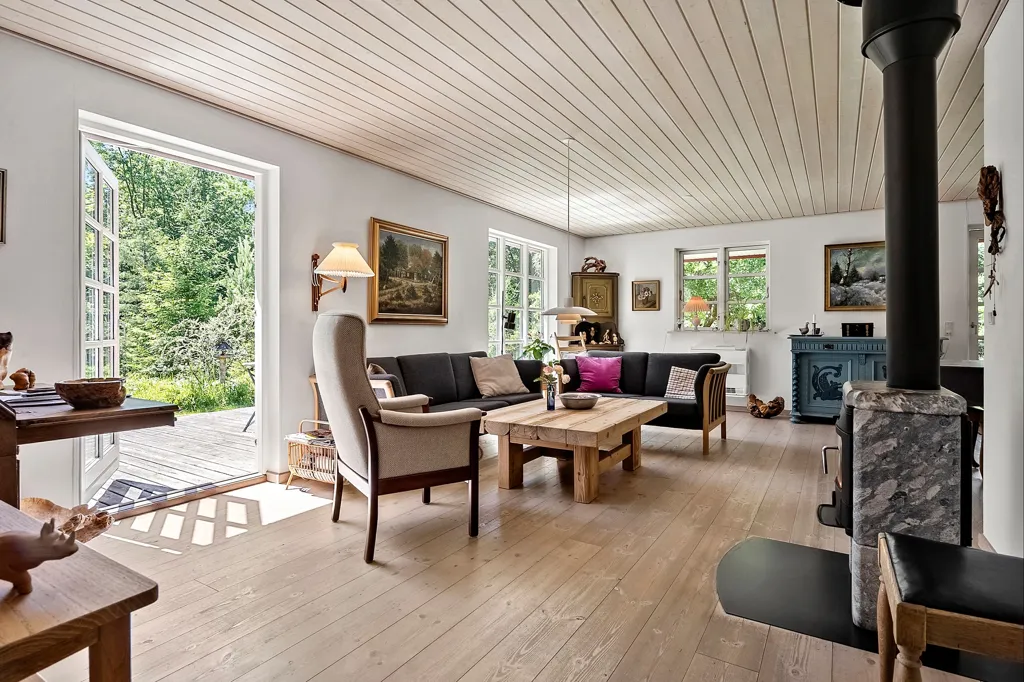 Living Room - Holiday Home with Large Garden in Sejs-Svejbæk
