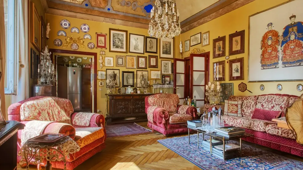 Séjour - Historic Apartment with Double Balcony in Novara