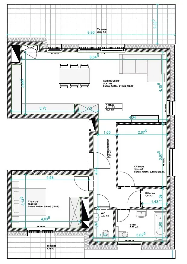 Planimetria - Penthouse with Terrace in Bascharage