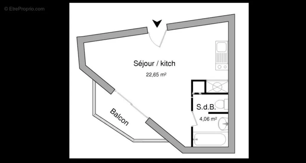 Floor Plan - Studio with Balcony near Poitiers University