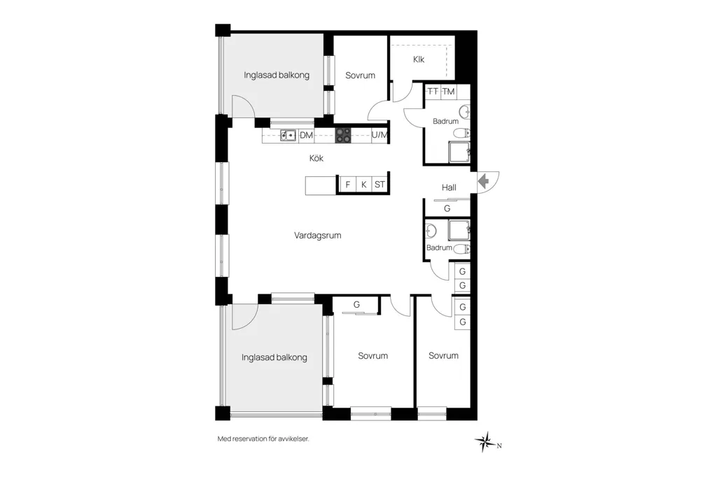 Floor Plan - Modern Apartment with Balconies in Örebro