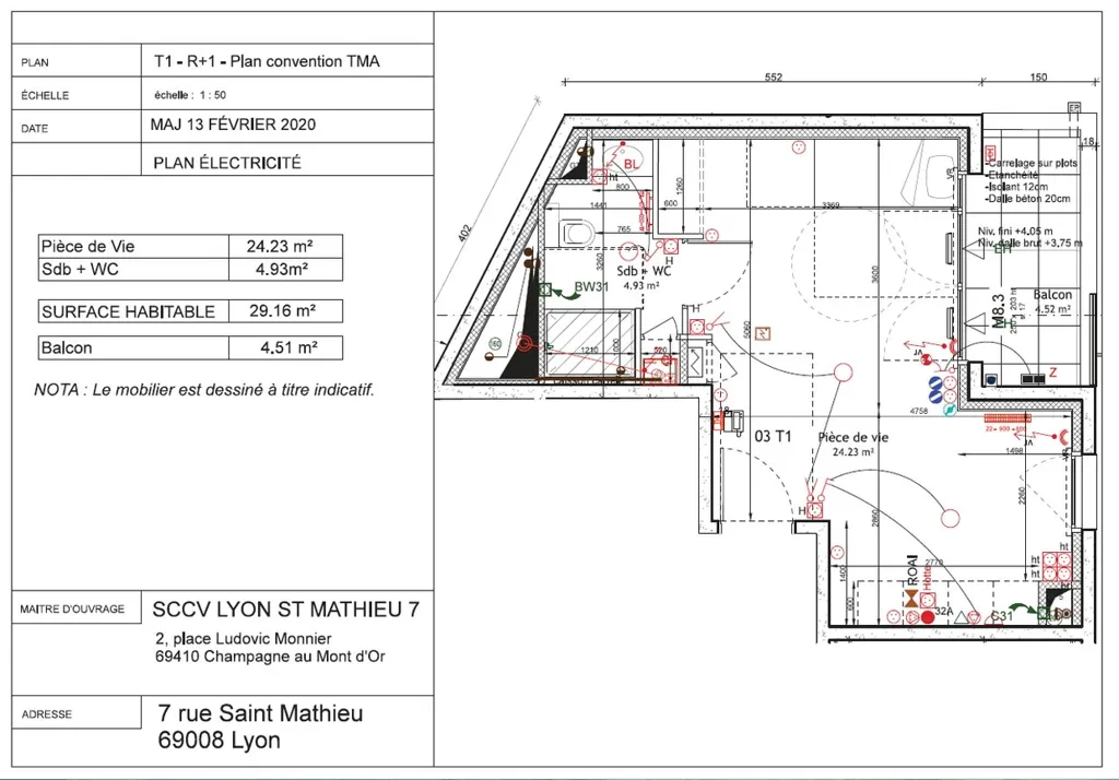 Plan - Appartement Meublé avec Balcon Sud à Monplaisir