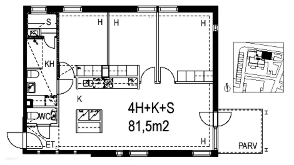 Plaan - 4-Bedroom Apartment with Balcony in Leppävaara
