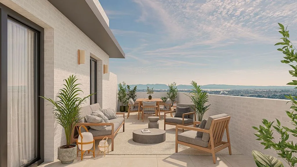 Terrace - New Flat with Pool in Moreras, Valencia