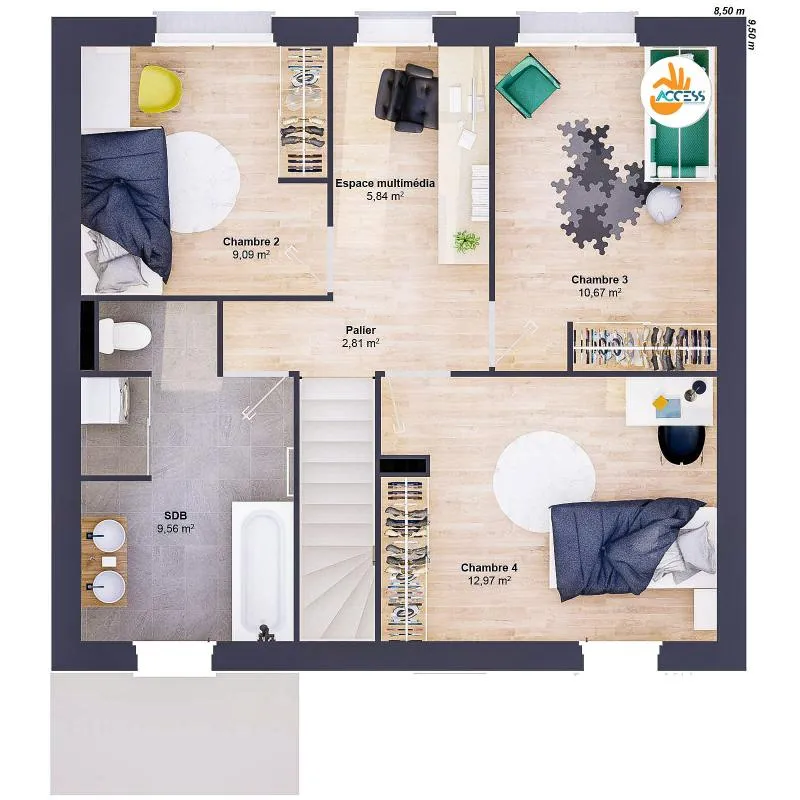 Plaan - New 4-Bedroom House with Integrated Garage