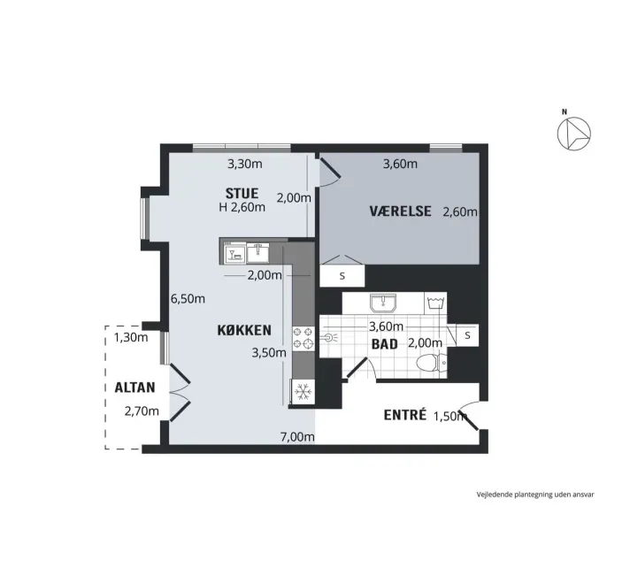Plan - Furnished Apartment with Park View in Valby