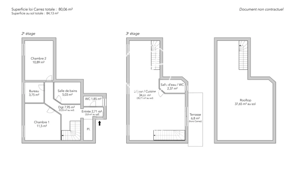 Planimetria - Triplex with Rooftop in Paris 14e