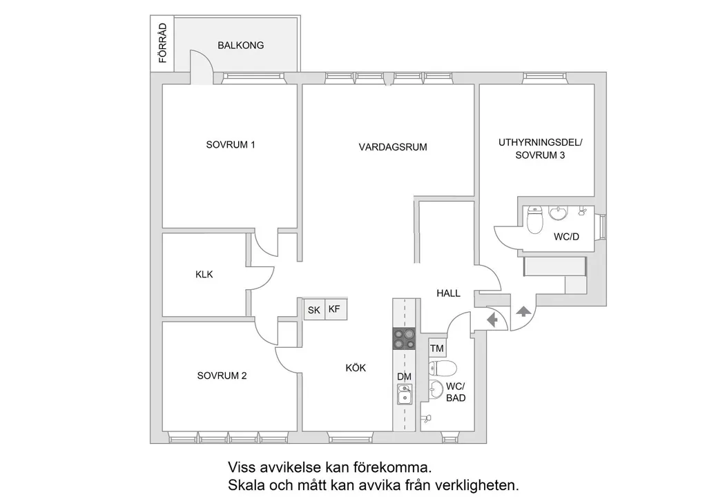 Planimetria - Open-Plan Flat with Balcony in Kista