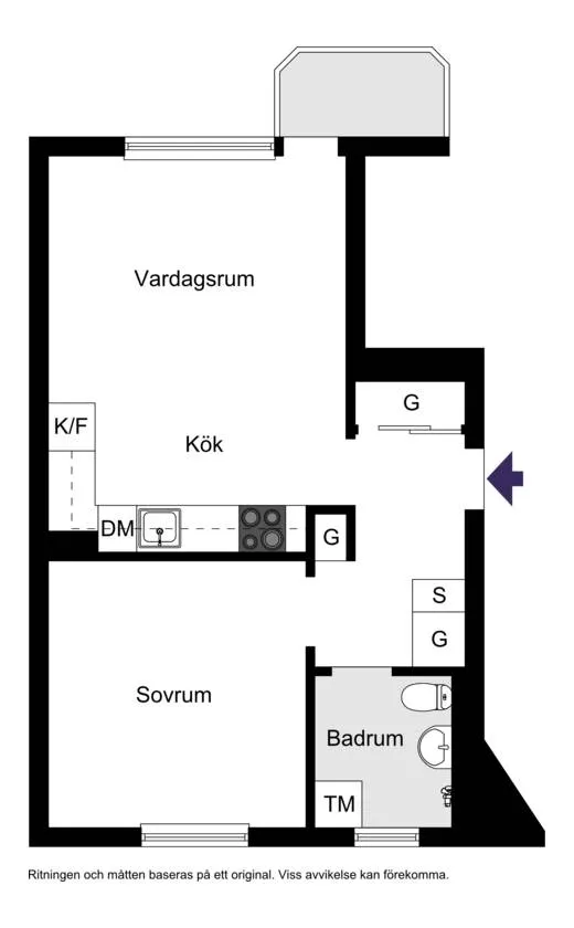 Plan - Modern Flat with Balcony on Paternostervägen