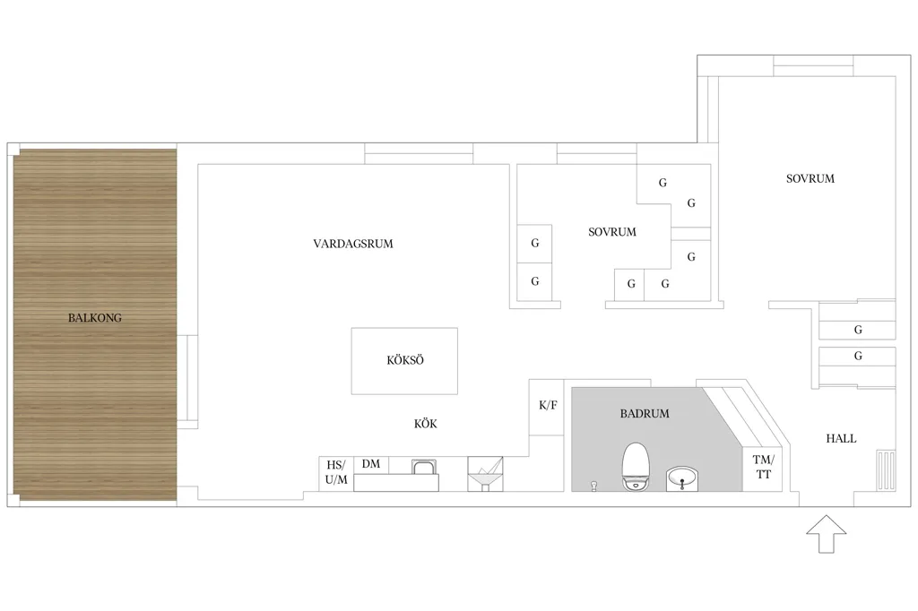 Floor Plan - Renovated Apartment with Balcony in Borås