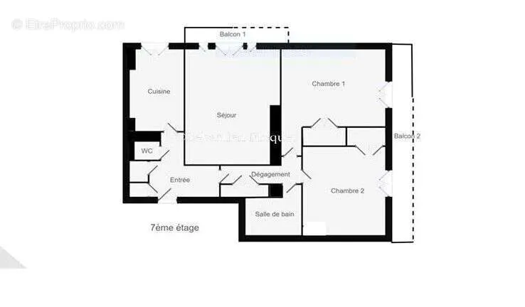 Plan - Appartement T3 avec Balcons à Joué-lès-Tours