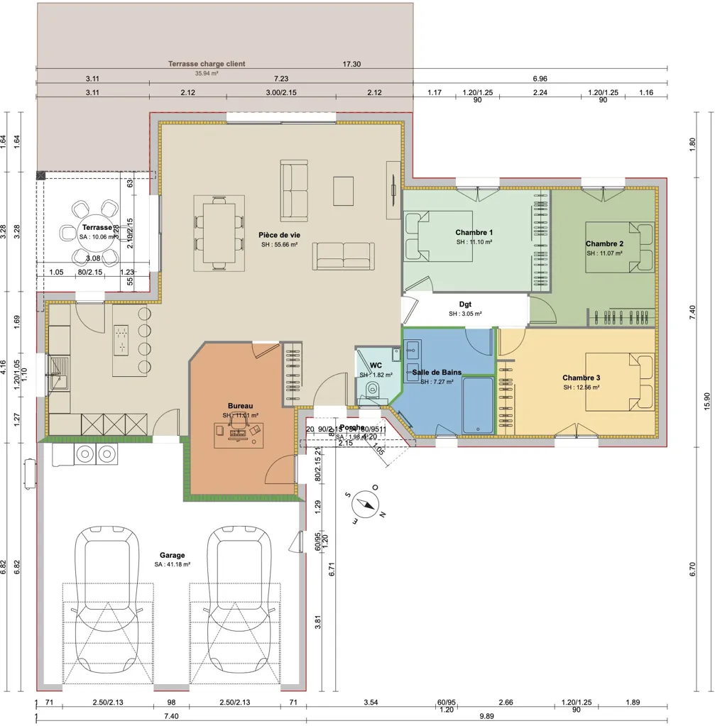 Plaan - New 5-Piece House with Garage in Lantignié