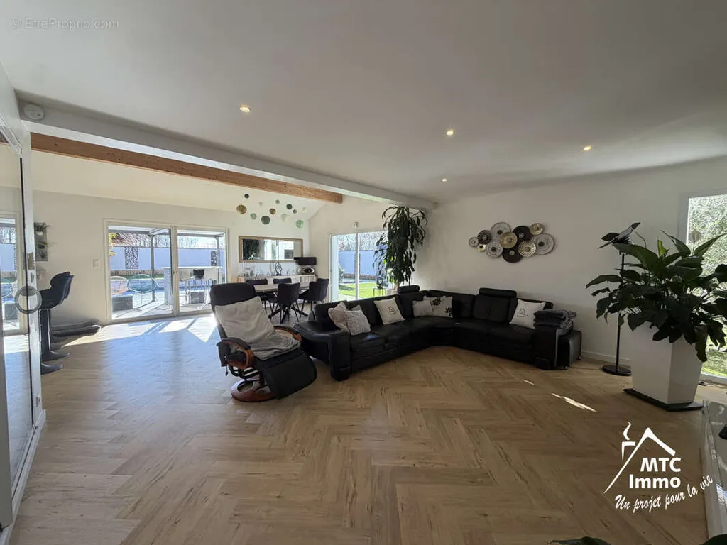 Séjour - Maison Contemporaine avec Piscine et Entrepôt à Loyettes