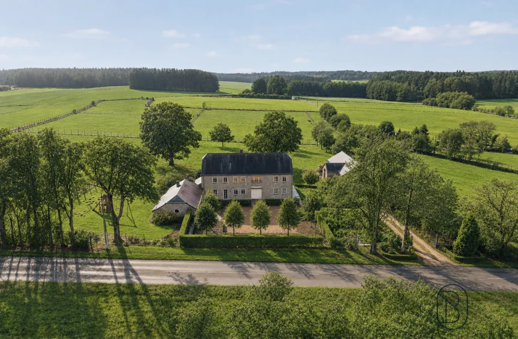 Aerial - Luxury House with Pool in Sainte-Ode Tillet