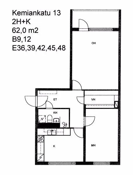 Plan - Apartment with Glazed Balcony in Hervanta