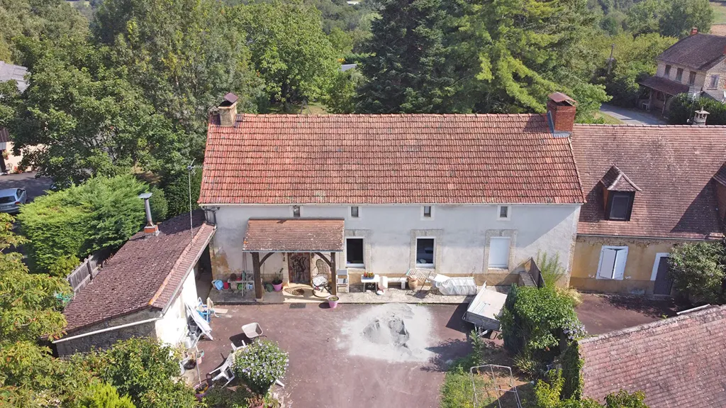 Aerial - Stone Farmhouse with Multiple Buildings in Saint Genies
