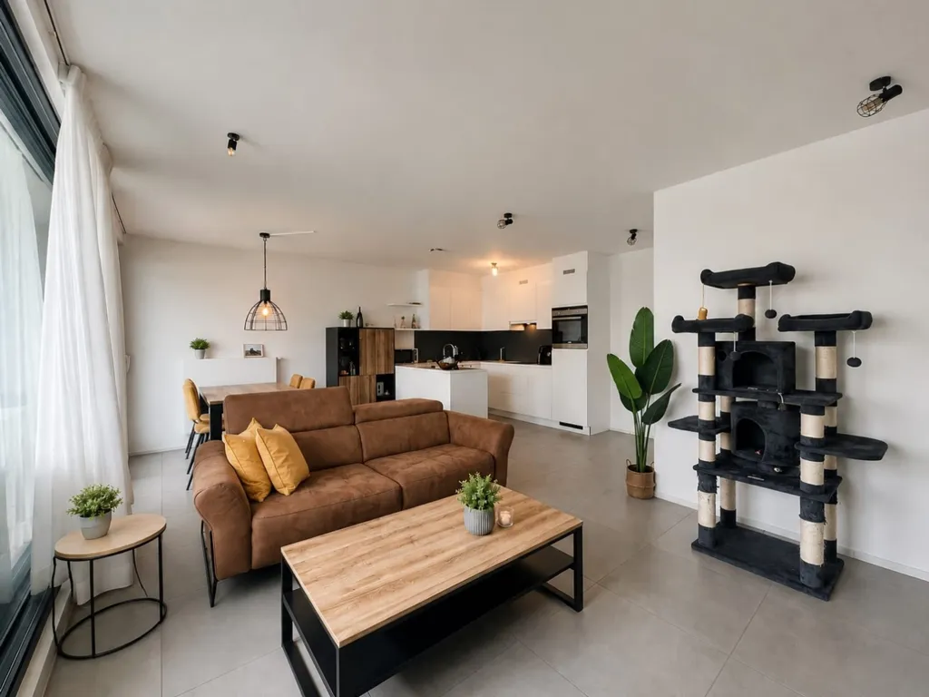 Living Room - House with Canal View in Zelzate