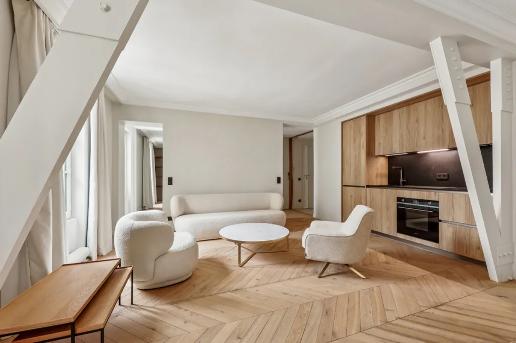 Séjour - Appartement rénové avec vue sur Paris 17ème