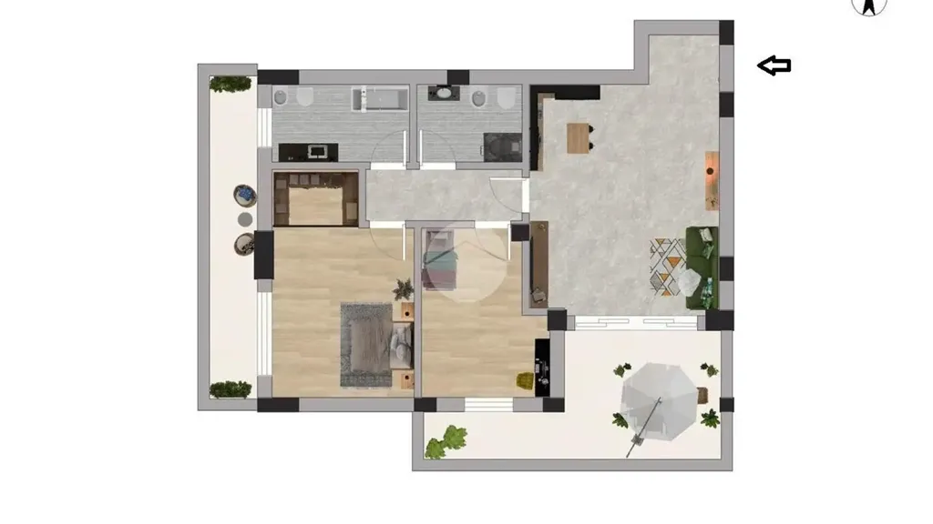 Plaan - Apartment with South Terrace in Mesero