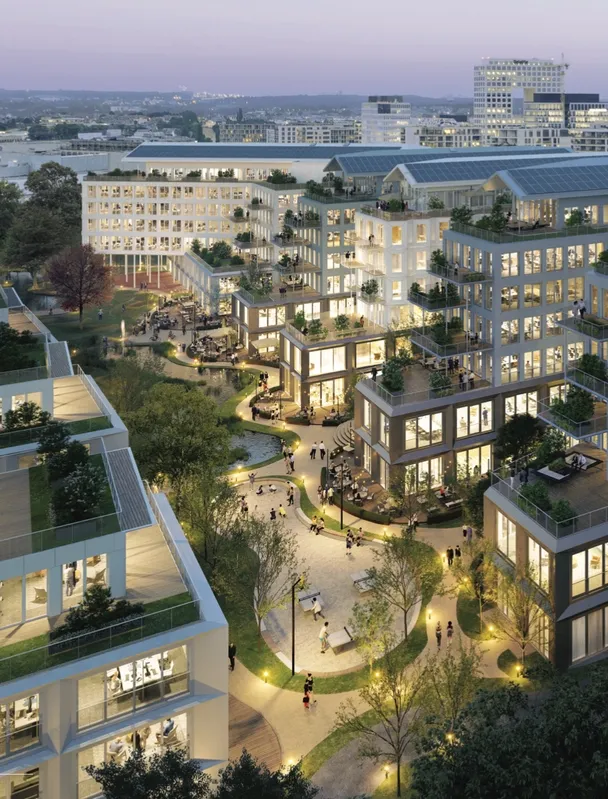 Aerial - Office Complex with Central Park in Luxembourg City Centre