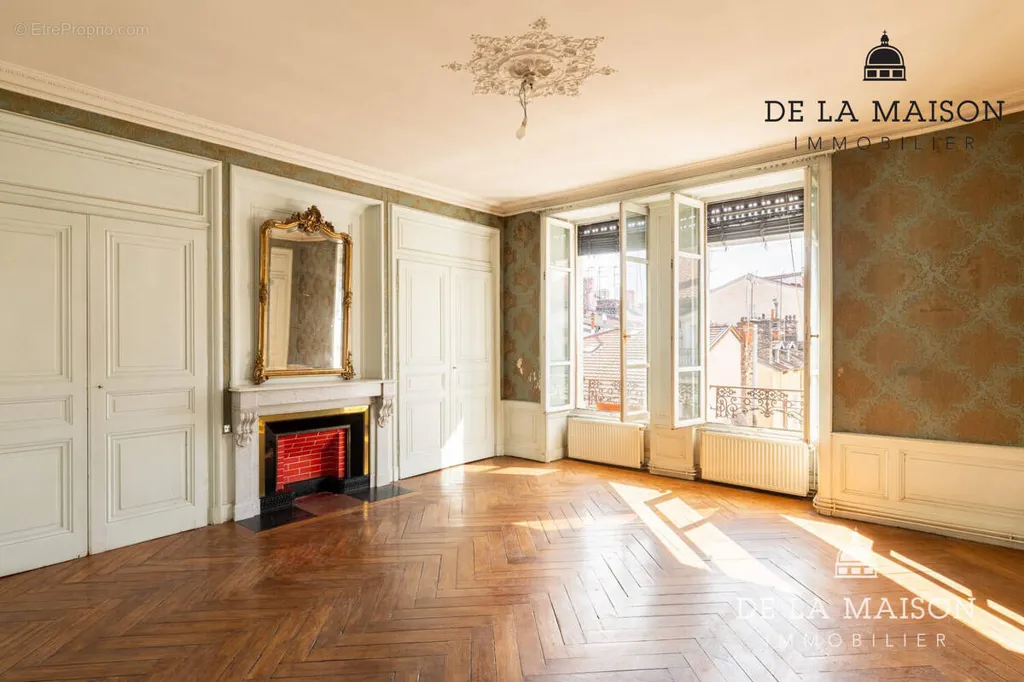 Séjour - Appartement Bourgeois avec Vue sur Toits à Lyon-6e